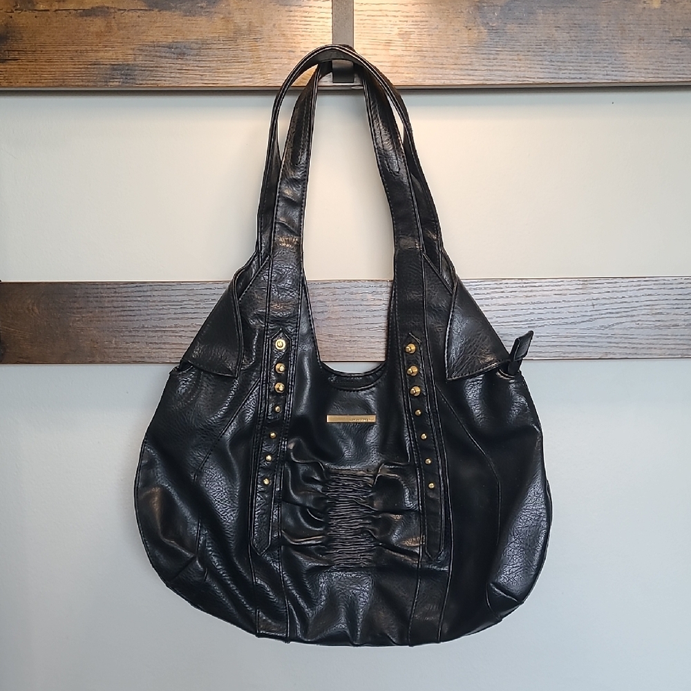 Matt & Nat Black Shoulder Bag with Gold Accents